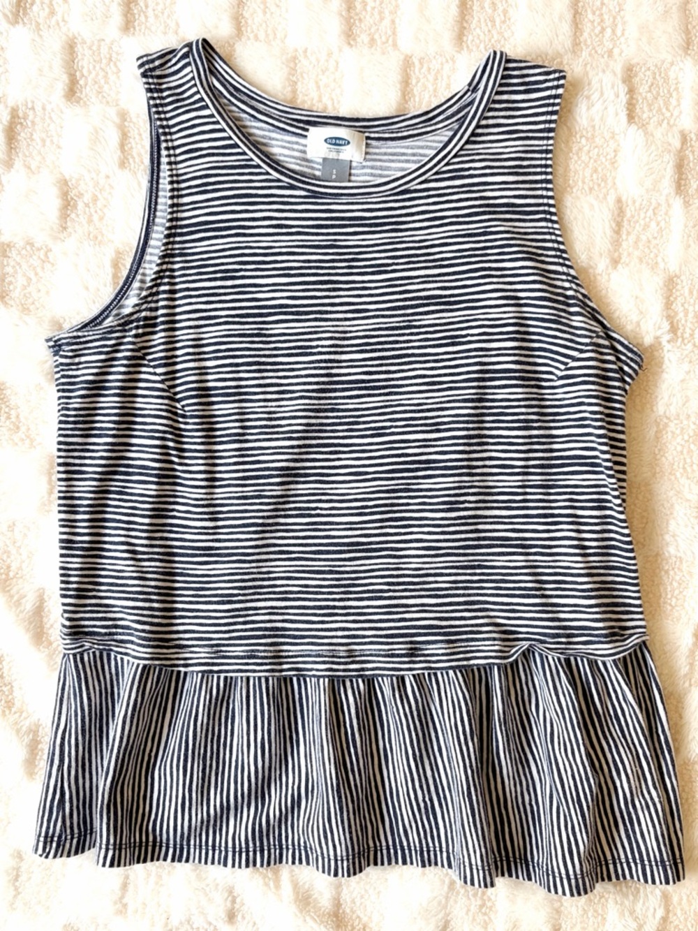 Old Navy Striped Peplum Tank Top Blue White Size Small